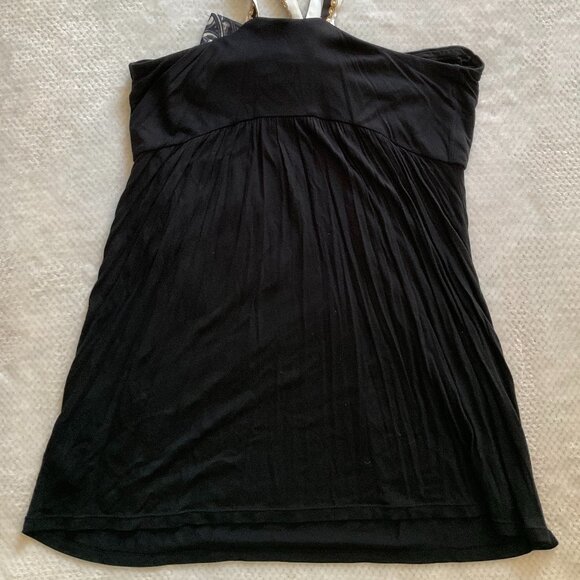 NWOT Express Y2K Luxe Satin & Stretch Charm Print Bow Baroque Cami Top Size L - Picture 2 of 5